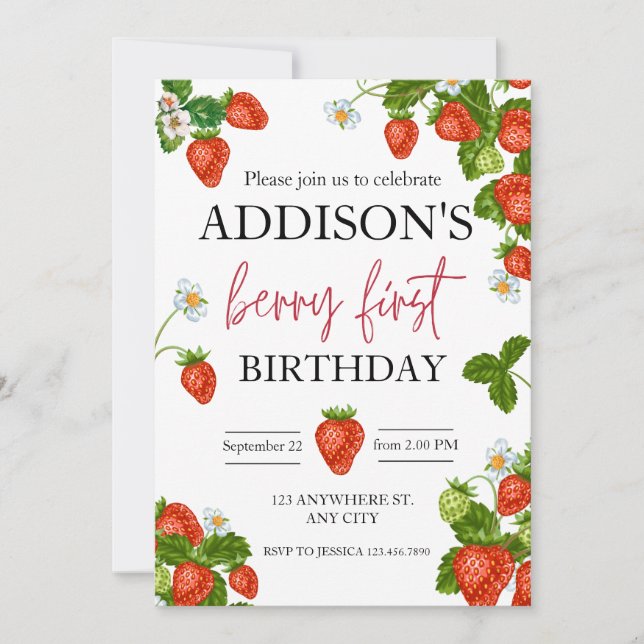 Invitation Cute Bleu Rouge Bleu Bleu Doux 1er anniversaire (Devant)