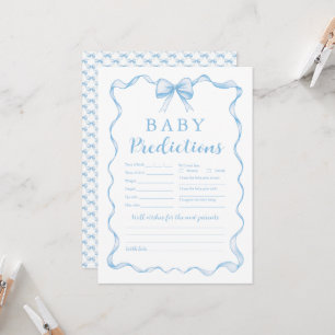 Invitation Cute Blue Bow Boy Baby shower Baby Prediction Jeu