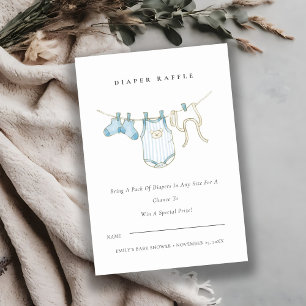 Invitation Cute Blue Clothesline Diaper Raffle Baby Shower
