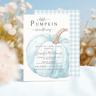 Invitation Cute Blue Little Citrouille Baby Boy Douche
