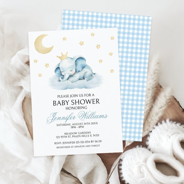 Invitation Cute Blue Little Elephant Baby Boy Douche (Créateur téléchargé)