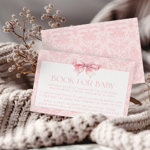 Invitation Cute Blush Pink Bow Baby Girl Douche Livre pour bé