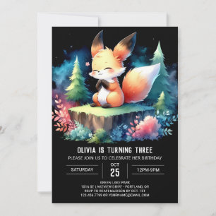 Invitation Cute Boho Fox Annithday numérique