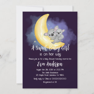 Invitation Cute Boho Koalas Sur Le Baby shower Lune