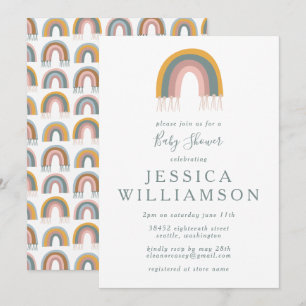 Invitation Cute Boho Rainbow Baby shower simple
