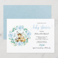 Cute Bois Animaux Floral Baby shower de verdure