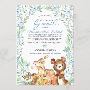 Invitation Cute Bois Animaux Végétaux Baby shower Par Mail