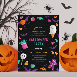 Invitation Cute Bonbons Frame l Halloween Funny Kids Party