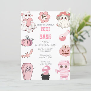 Invitation Cute Boo Bash Partie rose Anniversaire