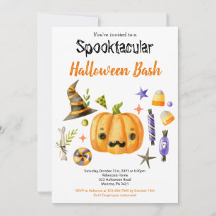 Invitation Cute Boo Citrouille Spooktacular Halloween Bash Pa