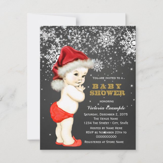 Invitation Cute Boy Père Noël Baby Snowflake Baby shower (Devant)