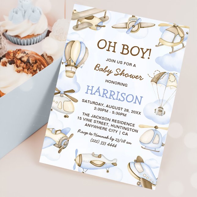 Invitation Cute Boy's Avion thème Baby Shower Party (Créateur téléchargé)