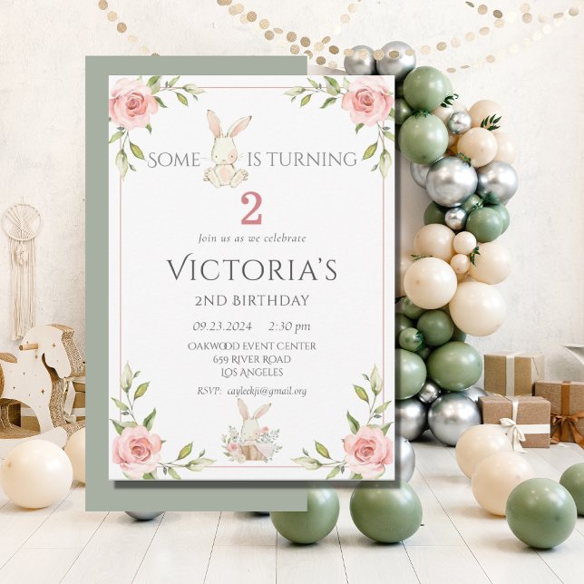 Invitation Cute Bunny Deuxième fête d'anniversaire (Créateur téléchargé)
