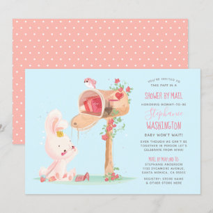 Invitation Cute Bunny Longue Distance Bébé Fille Douche Par M
