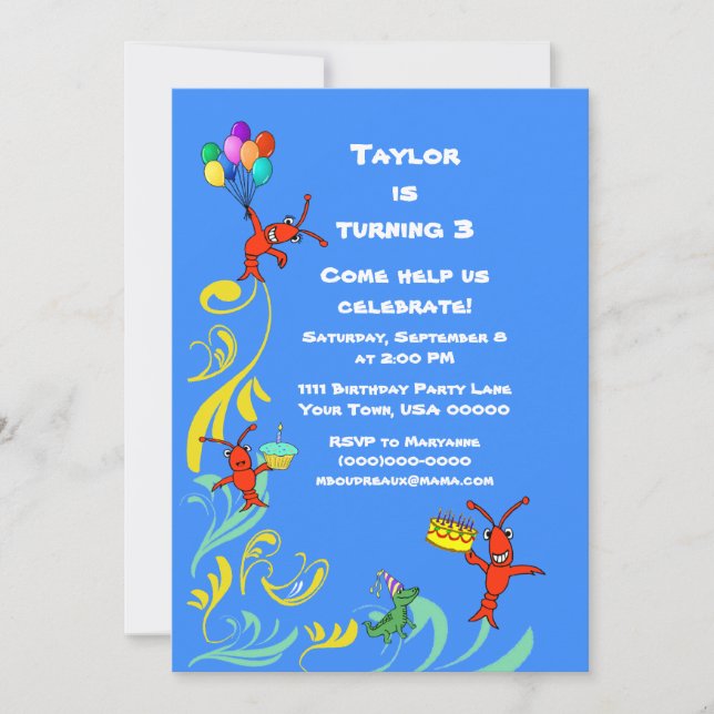 Invitation Cute Cajun conteste l'invitation à l'anniversaire  (Devant)