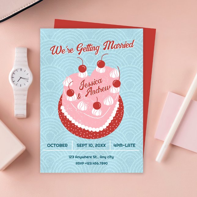 Invitation Cute cake heart wedding (Créateur téléchargé)