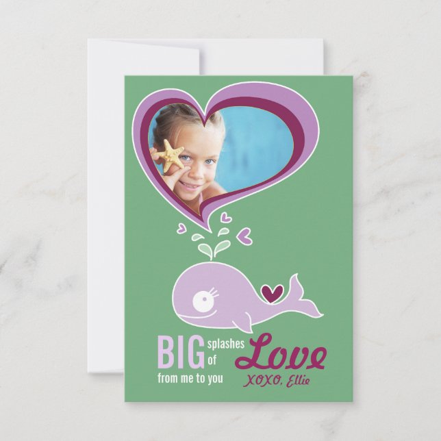 Invitation Cute Cartoon Baleine Enfant Salle de classe Valent (Devant)