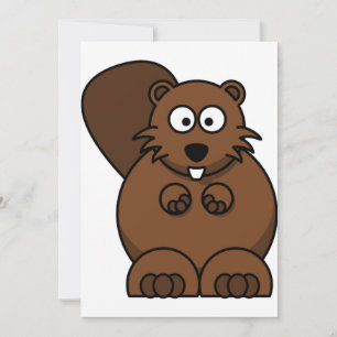 Invitation Cute Cartoon Beaver Funny Bois Animal
