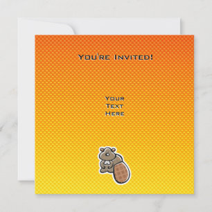 Invitation Cute castor; Orange jaune