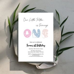 Invitation Cute Cat 1er Anniversaire 