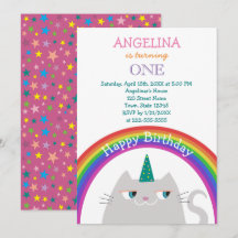Cute Cat Unicorn fille 1er anniversaire