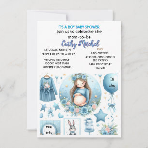 Invitation Cute C'est un garçon Baby Shower Fête Bleue 