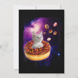Invitation Cute Chat À L'Intérieur De Donut Dans L'Espace Ama