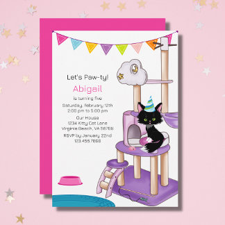 Invitation Cute Chat Colorful rose moderne Anniversaire de en
