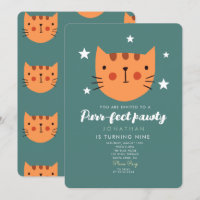 Cute Chat Orange Vert Anniversaire
