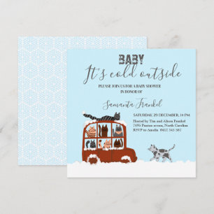 Invitation Cute Chats en voiture Hiver Baby shower froid