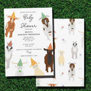 Invitation Cute Chèvres Agritourisme Animaux Baby shower de c