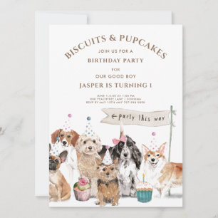 Invitation Cute Chien 1er anniversaire fête