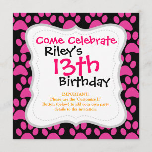 Invitation Cute Chien Chien Chien Empreintes de pattes Hot Ro