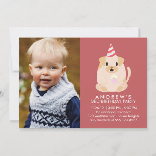 Invitation Cute Chien Chien Chien Personnalisé Photo Annivers