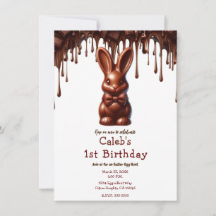 Invitation Cute Chocolate Bow Cravate Lapin de Pâques 1er ann