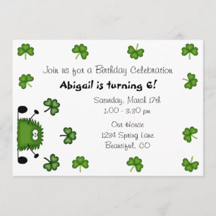 Invitation Cute Clovers Irish St Patrick's Day Anniversaire