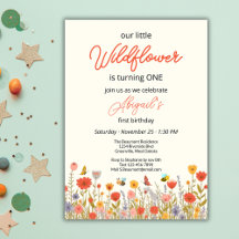 Cute Colorful Little Wildflower Bee's 1st Birthday