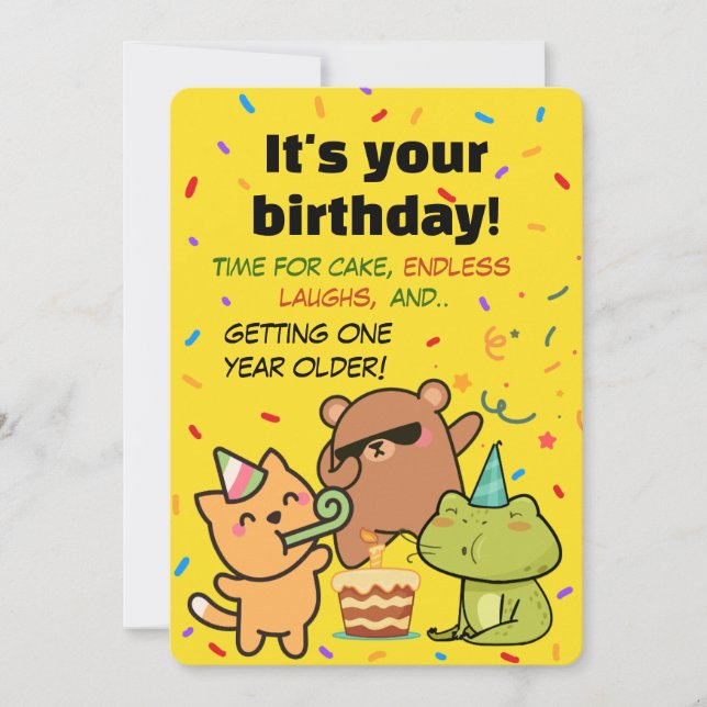 Invitation Cute Confetti Birthday Card for Friends and Family (Devant)