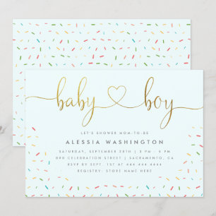 Invitation Cute Confetti Sprinkle Gold Boy Baby shower
