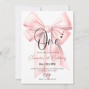 Invitation Cute Coquette Bow fille Anniversaire