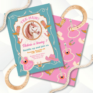 Invitation Cute Cowgirl Mod Cheval Occidental Anniversaire