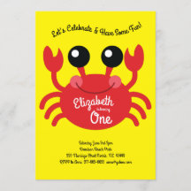Cute Crab Beach Enfants 1ère fête d'anniversaire