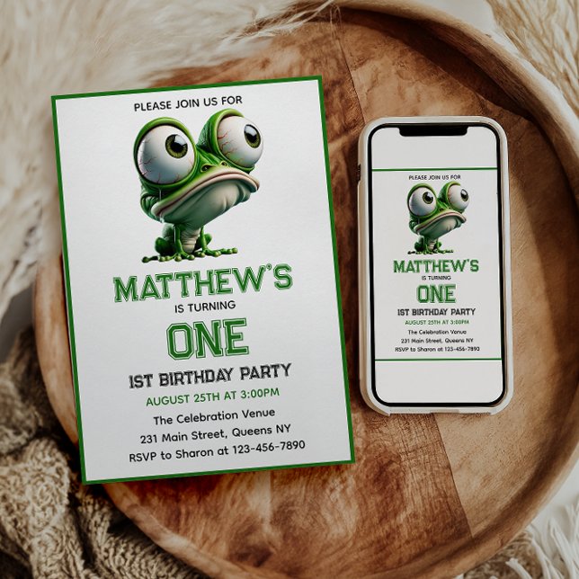 Invitation Cute Crazy Frog Farm Theme 1st Birthday  (Cute Crazy Frog Farm Theme 1st Birthday Invitation
)