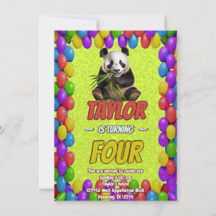 Invitation Cute Croustillant Panda Ours À Thème Anniversaire