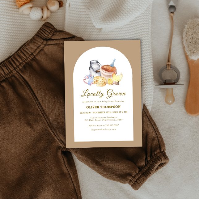Invitation Cute Cultivé localement Baby shower de souris de p (Cute Locally Grown Farm Chicken Mouse Baby Shower Invitation)