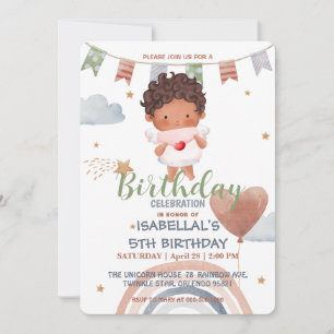 Invitation Cute Cupid afro boys Balloon valentine Anniversair