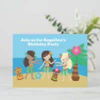 Cute Custom Luau Beach Hula Girls Anniversaire