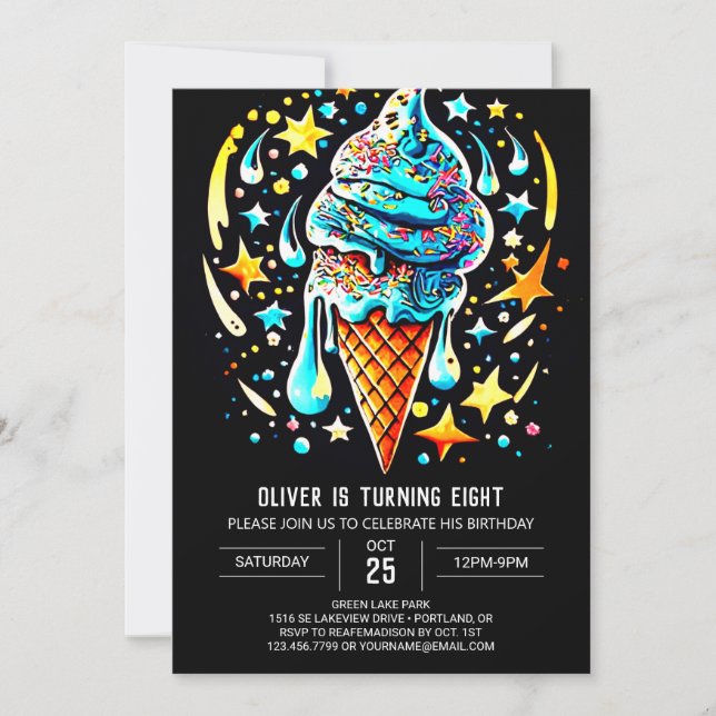 Invitation Cute Custom Popsicle Boy Ice Cream Anniversaire (Devant)