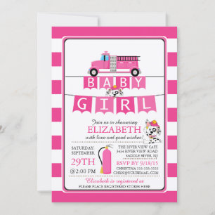 Invitation Cute Dalmation Baby shower de camion d'incendie In
