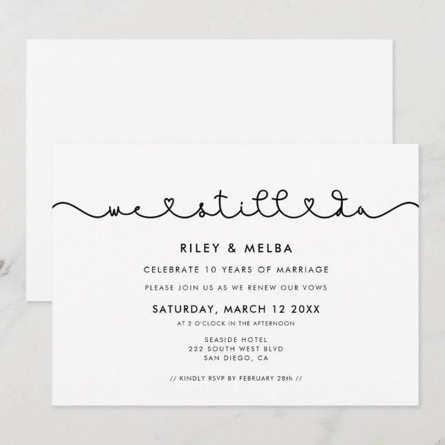 Invitation Cute de connexion coeur police Nous faisons toujou (Devant / Derrière)